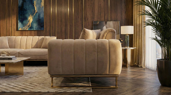 Cream Velet  2+3 Seater Sofa ELEGANZA