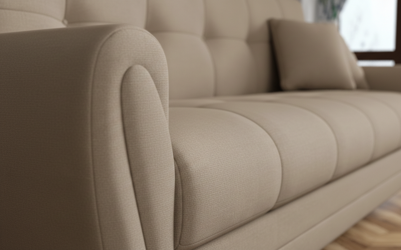 Beige polyester fabric  Kaya Click Clack Sofabed