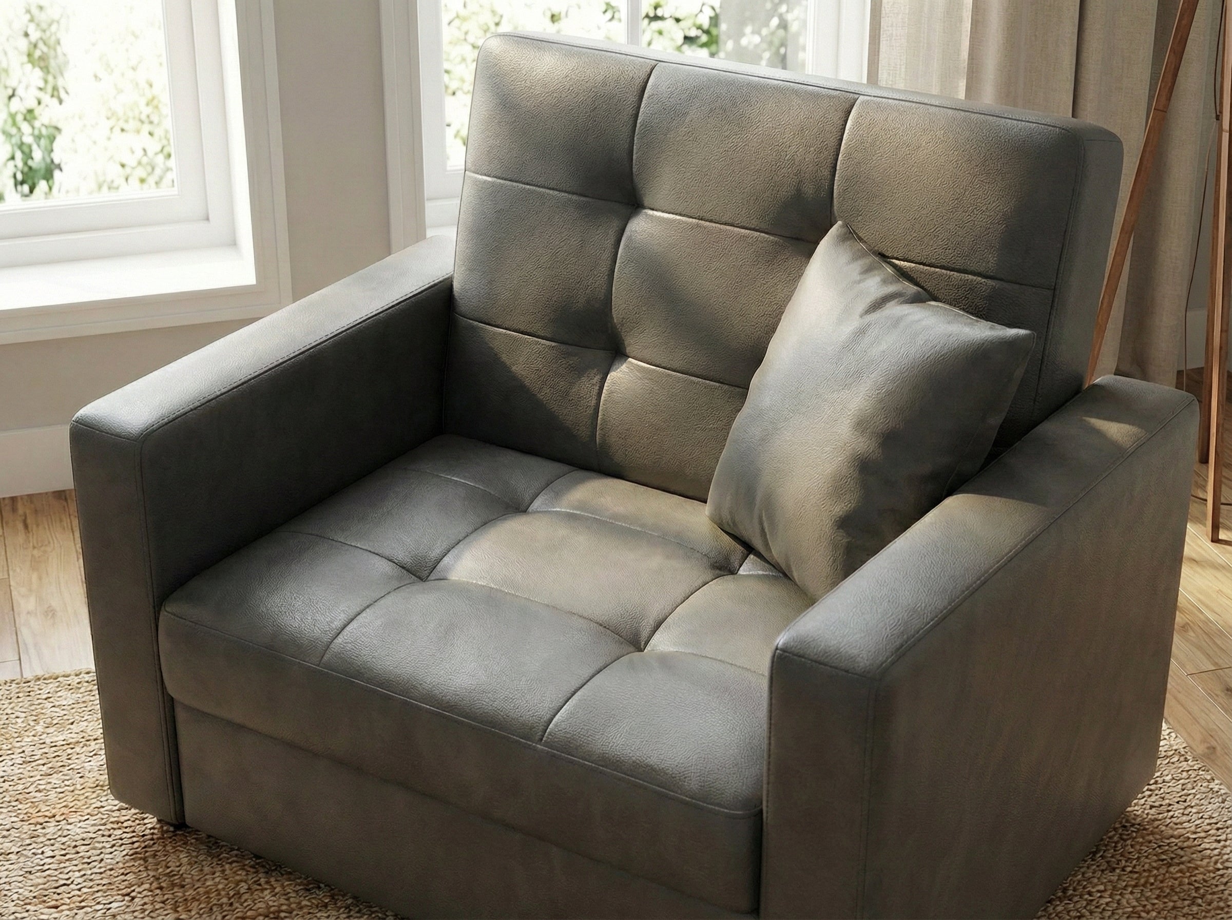 Grey faux leather  1 Seater Viva Sofabed