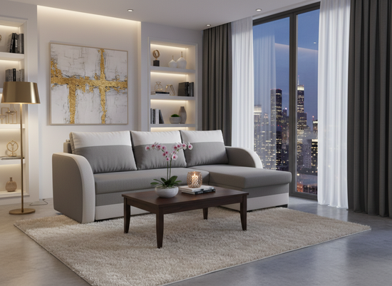 Grey fabric upholstery  Jozef Corner Sofabed