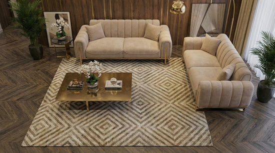 Cream Velet  2+3 Seater Sofa ELEGANZA