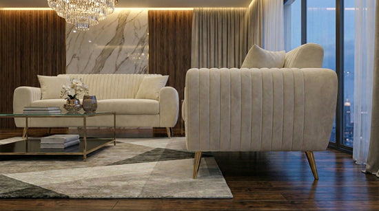 Cream Plush 2+3 Seater Sofa SETTEE