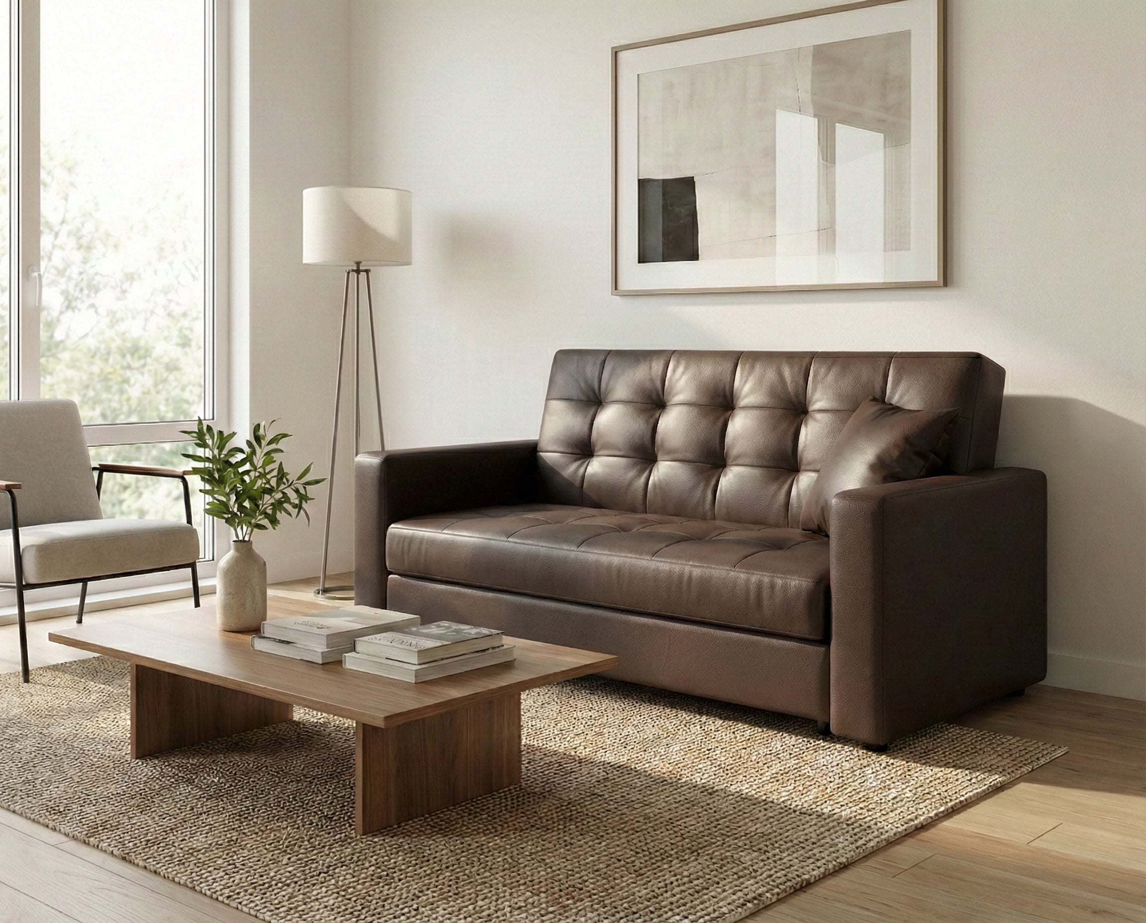 Dark Brown Faux Leather 2 Seater Viva Sofabed
