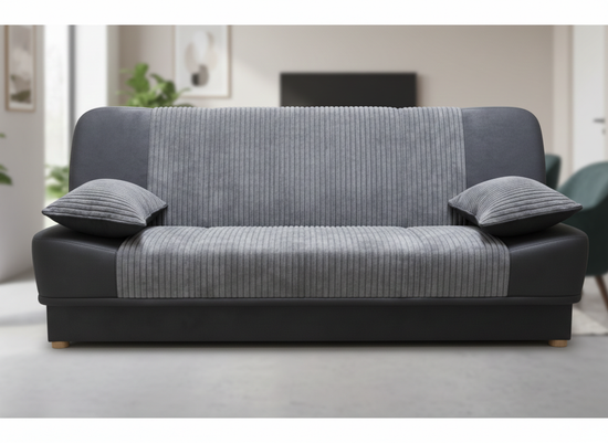 Black Grey Sofabed Polyester Fabric Sonia Click Clack Sofa
