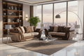 Brown  3+2 Seater mix Polyester Fabric SHANNON Sofa