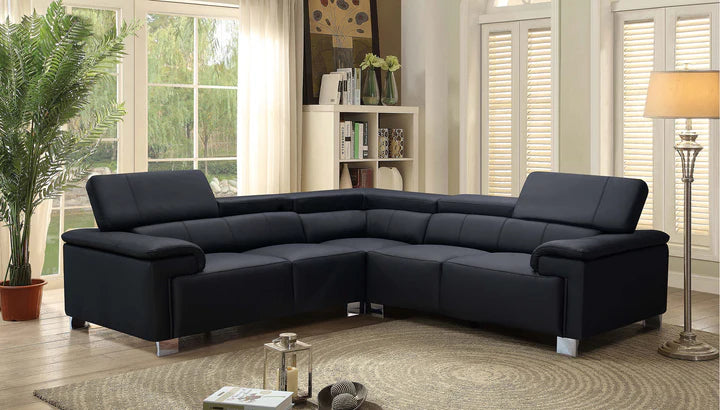 Genuine Leather Black 2C2 Corner Sofa VENTO