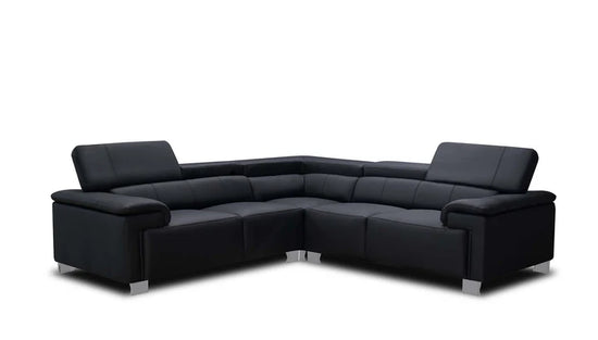 Genuine Leather Black 2C2 Corner Sofa VENTO