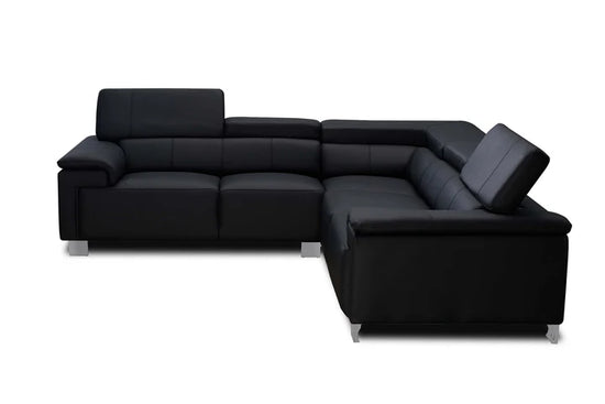 Genuine Leather Black 2C2 Corner Sofa VENTO