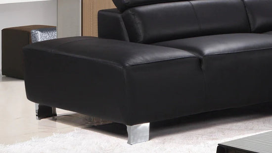Genuine Leather Black Left Hand Facing Corner Sofa VENTO