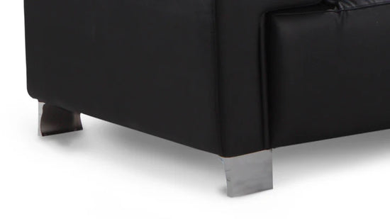 Genuine Leather Black Left Hand Facing Corner Sofa VENTO