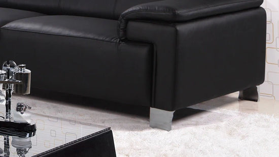 Genuine Leather Black Left Hand Facing Corner Sofa VENTO