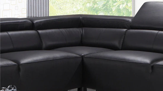 Genuine Leather Black Right Hand Facing Corner Sofa VENTO