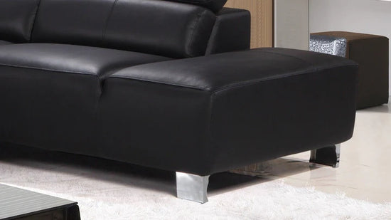 Genuine Leather Black Right Hand Facing Corner Sofa VENTO