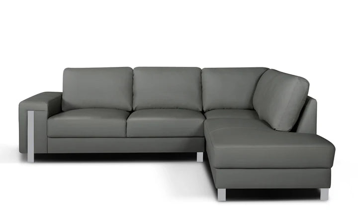Genuine Leather Grey Right Hand Facing Corner Sofa ELEGANZA
