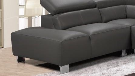 Genuine Leather Mid Grey Left Hand Facing Corner Sofa VENTO