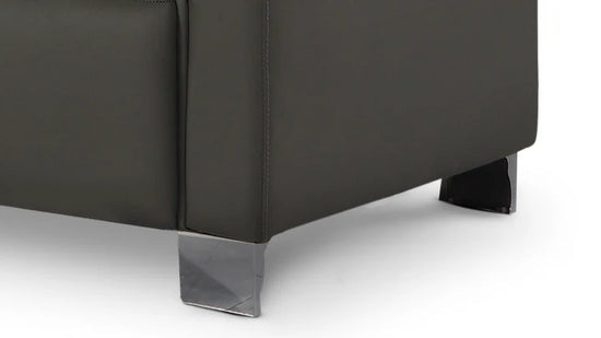 Genuine Leather Mid Grey Left Hand Facing Corner Sofa VENTO
