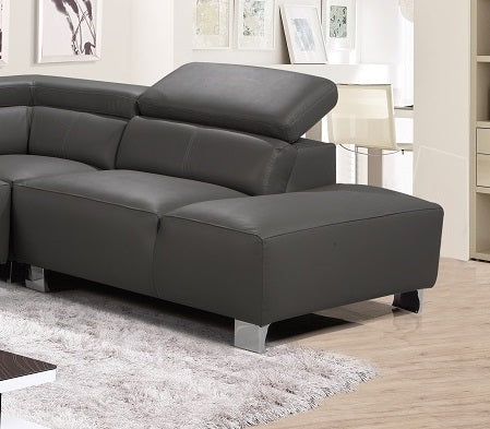 Genuine Leather Mid Grey Right Hand Facing Corner Sofa VENTO