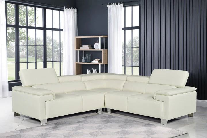 Genuine Leather White 2C2 Corner Sofa VENTO