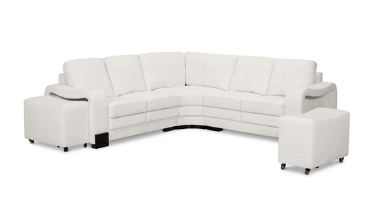 Genuine Leather White 2C2 Corner Sofa with 2 Ottomans FORTE