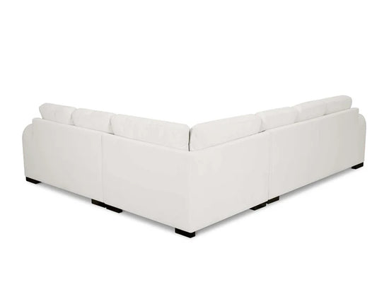 Genuine Leather White 2C3 Corner Sofa with 2 Ottomans FORTE