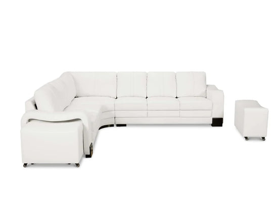 Genuine Leather White 2C3 Corner Sofa with 2 Ottomans FORTE