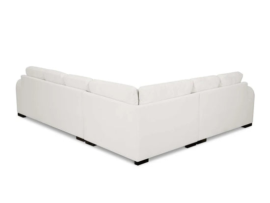 Genuine Leather White 3C2 Corner Sofa with 2 Ottomans SAN FORTE