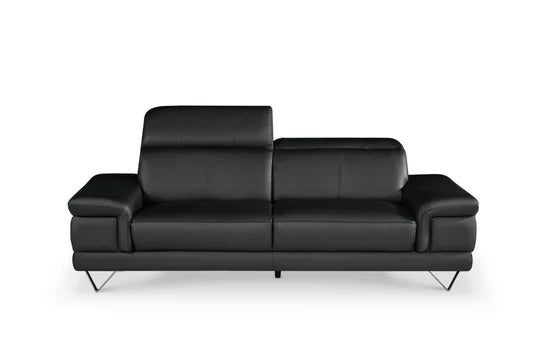Genuine Leather Black 2 Seater Sofa GRANDE CITTÀ
