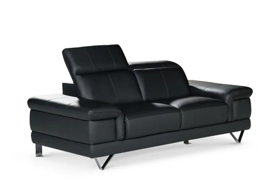 Genuine Leather Black 2 Seater Sofa GRANDE CITTÀ