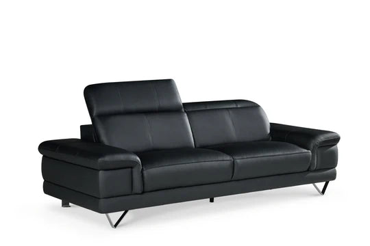 Genuine Leather Black 3 Seater Sofa GRANDE CITTÀ