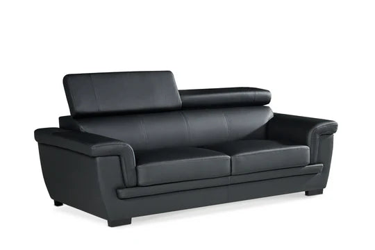 Genuine Leather Black 3 Seater Sofa RIVA