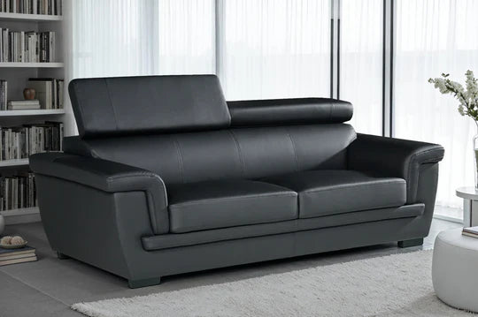 Genuine Leather Black 3 Seater Sofa RIVA