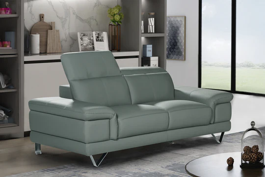 Genuine Leather Grey 2 Seater Sofa GRANDE CITTÀ