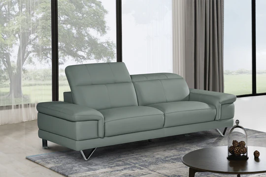 Genuine Leather Grey 3 Seater Sofa GRANDE CITTÀ