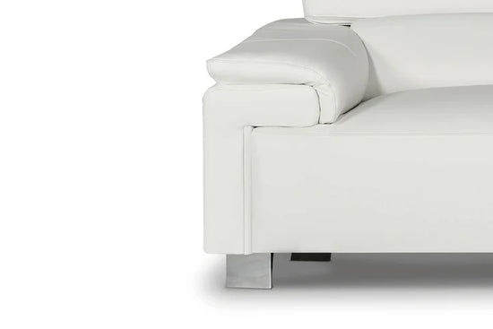 Genuine Leather White Right Hand Facing Corner Sofa VENTO