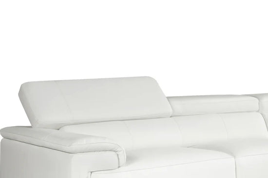 Genuine Leather White Right Hand Facing Corner Sofa VENTO