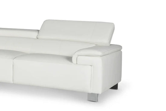 Genuine Leather White Right Hand Facing Corner Sofa VENTO