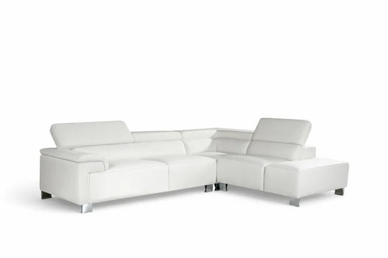 Genuine Leather White Right Hand Facing Corner Sofa VENTO