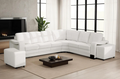 Genuine Leather White 3C2 Corner Sofa with 2 Ottomans SAN FORTE