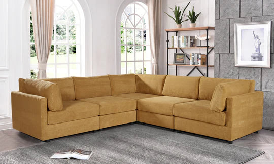 Gold Jumbo Cord Sofa Corner 2C2 Modular TOSCANA