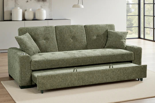 Green Chenille Fabric 3 Seater Sofabed CARLO