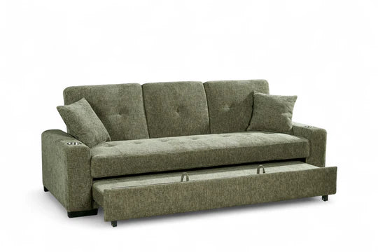 Green Chenille Fabric 3 Seater Sofabed CARLO