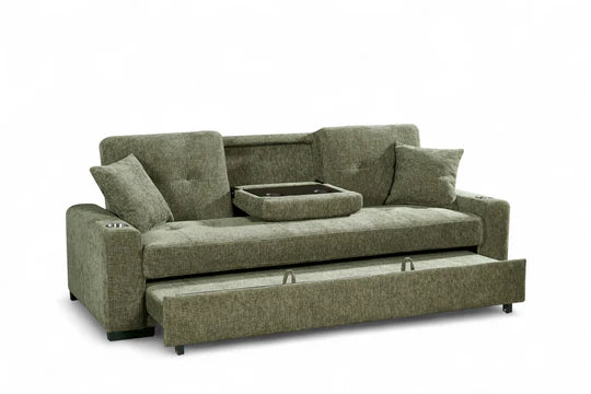Green Chenille Fabric 3 Seater Sofabed CARLO
