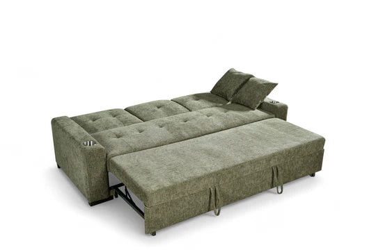 Green Chenille Fabric 3 Seater Sofabed CARLO