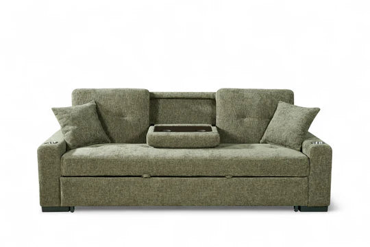 Green Chenille Fabric 3 Seater Sofabed CARLO