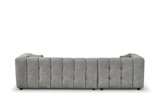 Grey Chenille Fabric Left Hand Facing Corner Sofa with Ottoman TRANQUILLITÀ