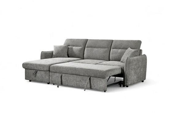 Grey Chenille Fabric 1C2 Corner Sofabed with Storage CORAGGIOSO
