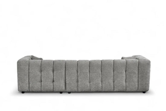 Grey Chenille Fabric Right Hand Facing Corner Sofa with Ottoman TRANQUILLITÀ