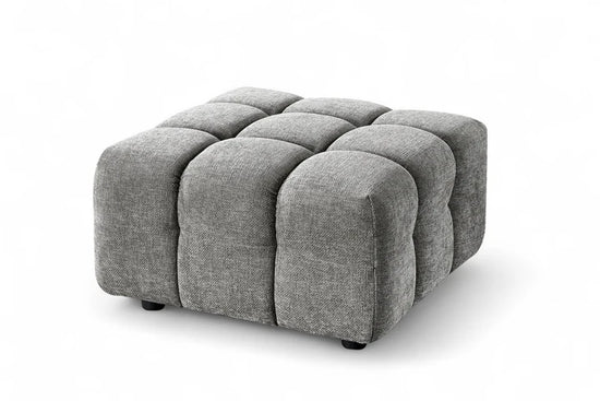 Grey Chenille Fabric Right Hand Facing Corner Sofa with Ottoman TRANQUILLITÀ