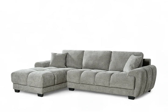 Grey Chenille Fabric 1C2 Corner Sofa AIUTANTE