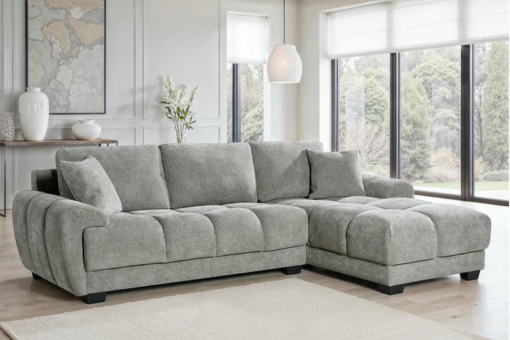 Grey Chenille Fabric 2C1 Corner Sofa AIUTANTE